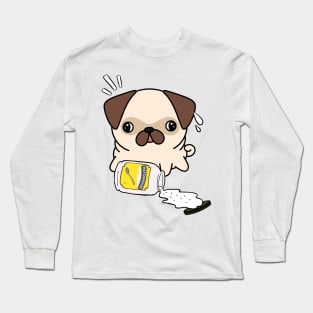 Cute Pug Spilled Mayonnaise Long Sleeve T-Shirt